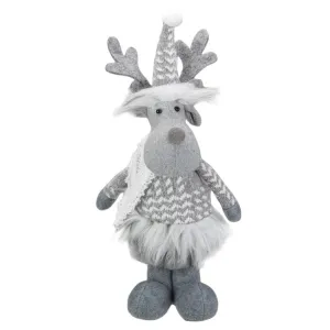 12" Gray and White Standing Tabletop Moose Christmas Figure