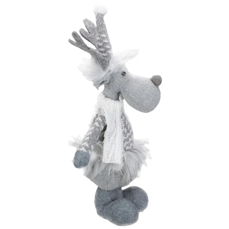 12" Gray and White Standing Tabletop Moose Christmas Figure