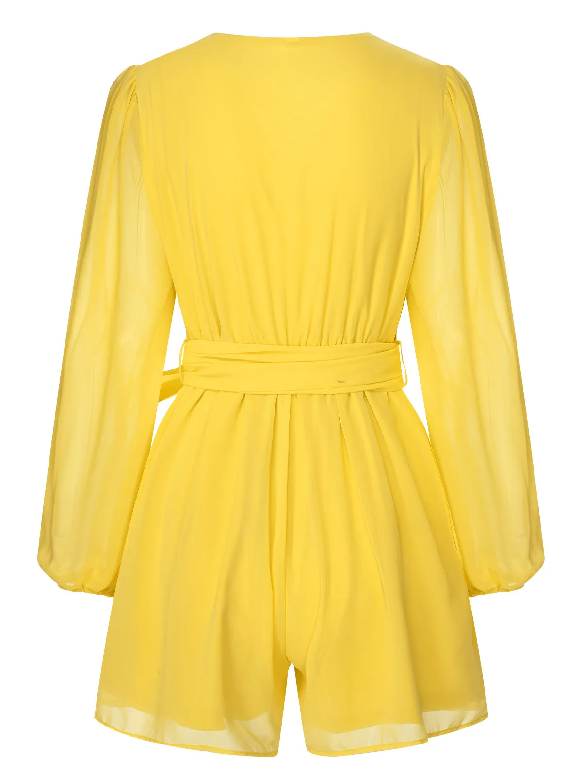 1950s Chiffon Lantern Sleeves Waist Tie Romper