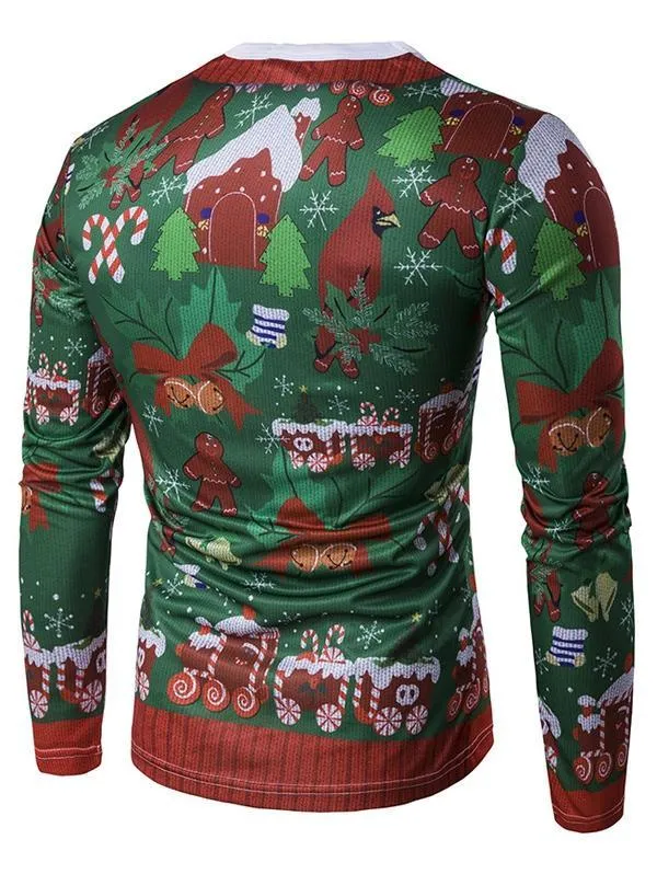 3D Christmas Crew Neck Mens Shirt