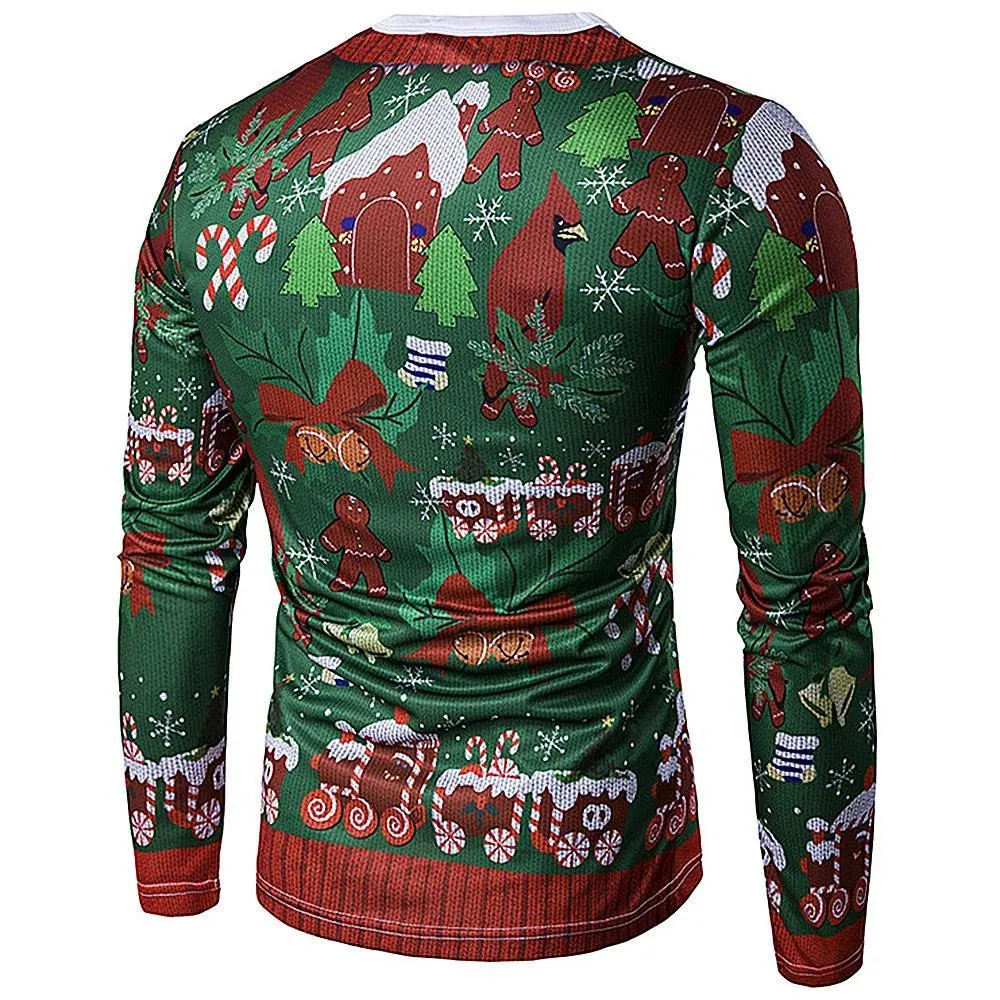 3D Christmas Crew Neck Mens Shirt