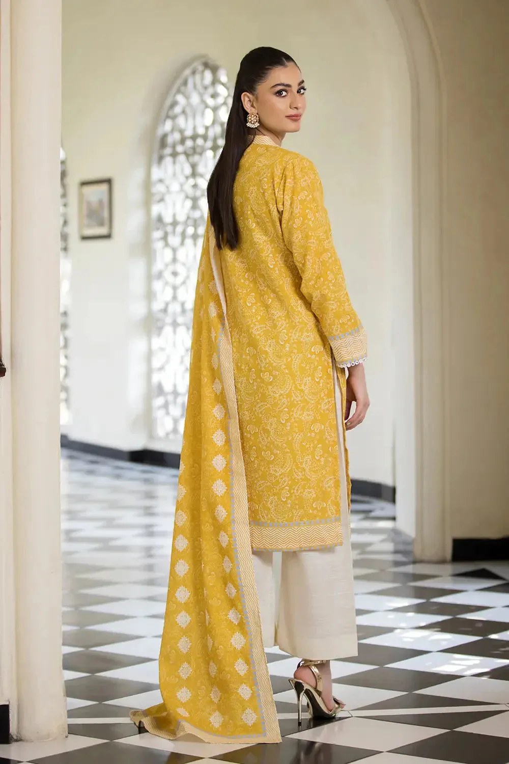 3PC Printed Unstitched Khaddar Suit KKH-2887