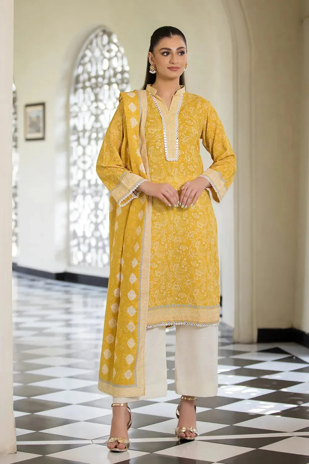 3PC Printed Unstitched Khaddar Suit KKH-2887