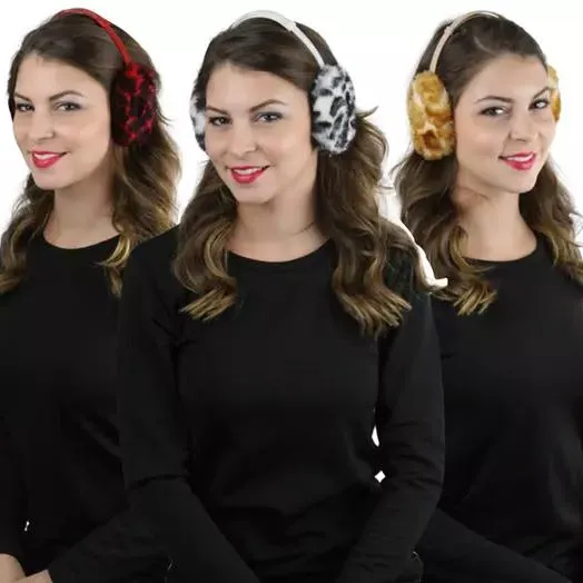 6-Pack: Women's Fuzzy and Warm Animal Print Earmuffs