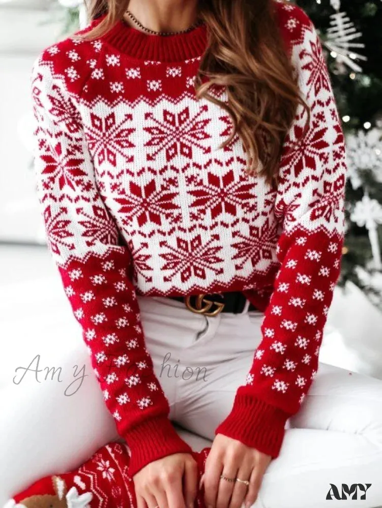 Amy Fashion - Christmas Santa Snowflake Sweaters
