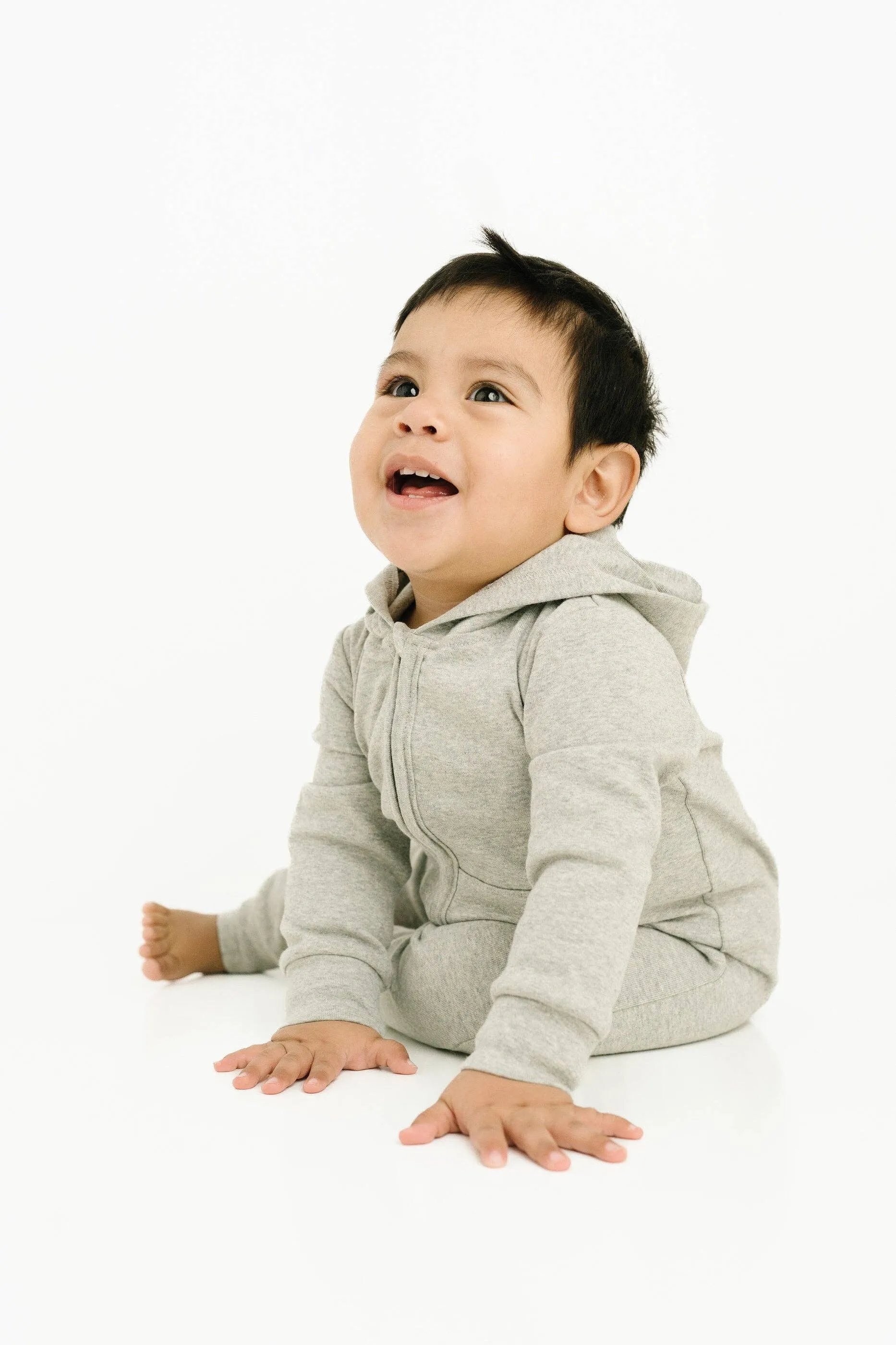 Ash Gray Zip Up Hooded Romper