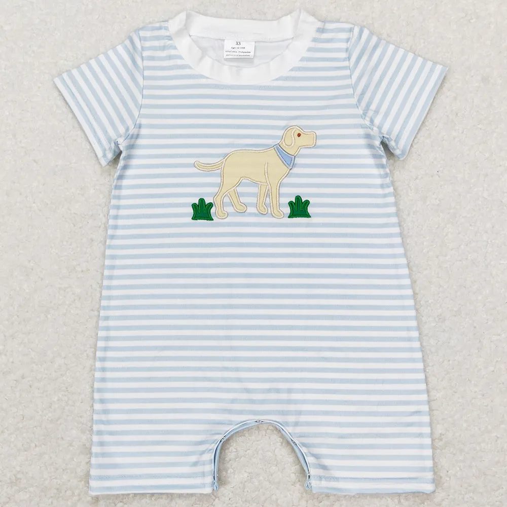 Baby Boys Romper Dog Embroidery Short Sleeve Rompers SR0526