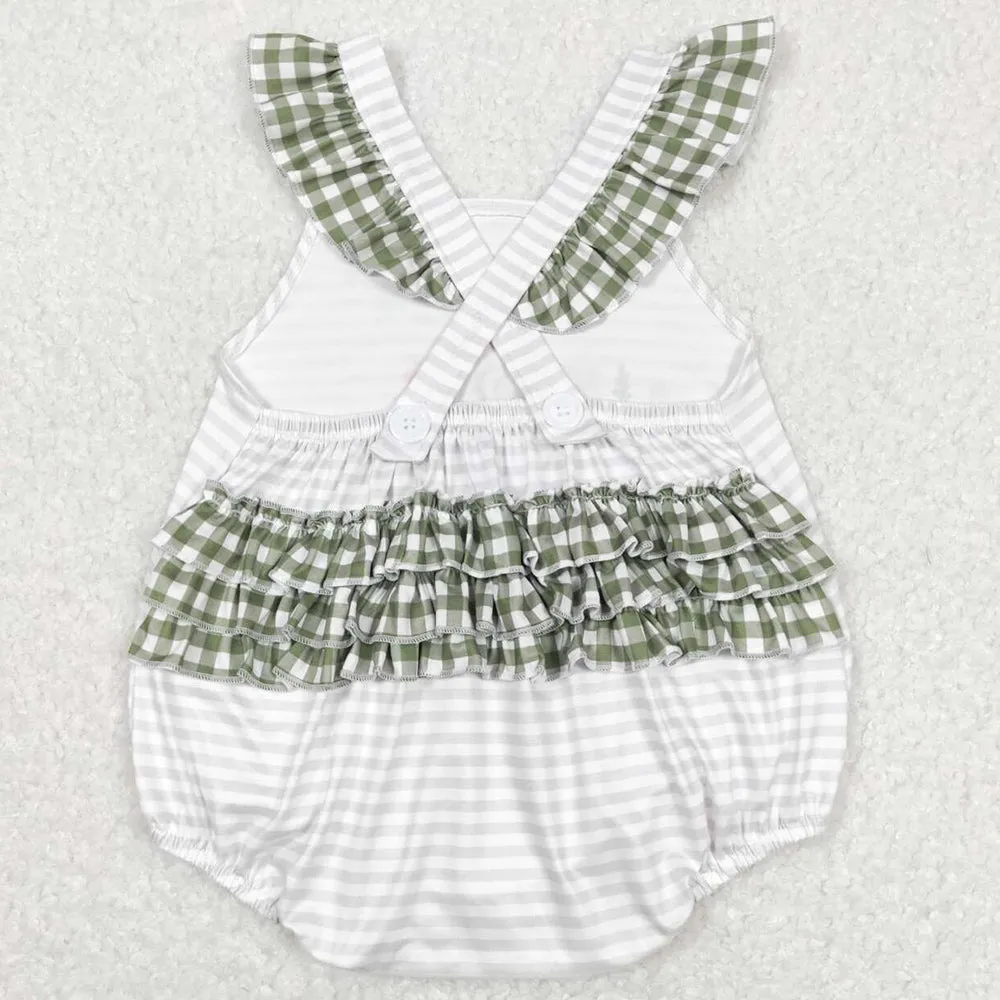 Baby Infant Girls Romper Dog Fishing Ruffle Bubble Rompers SR0658
