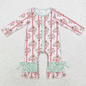 Baby Infant Girls Rompers Christmas Bows Long Sleeve Rompers LR1544