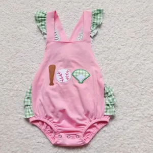 baseball embroidery baby girls onesies SR0271