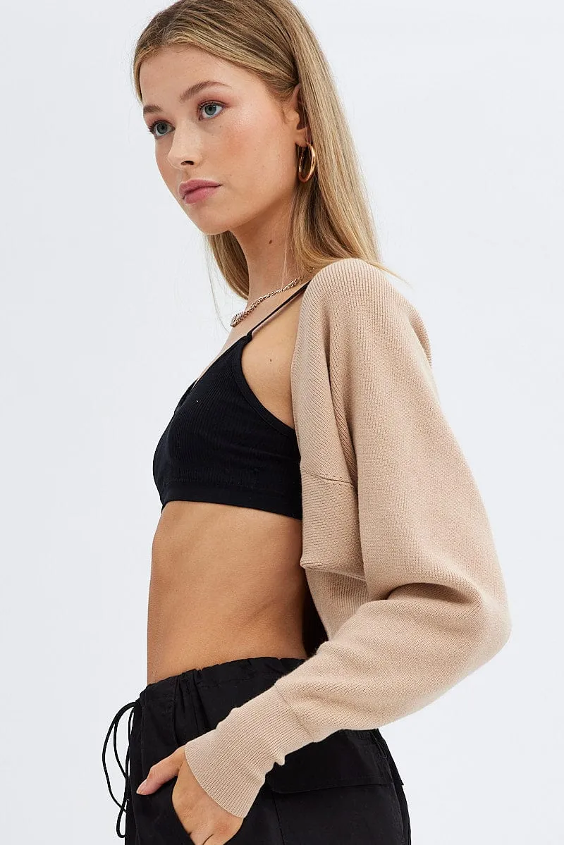 Beige Knit Shrug
