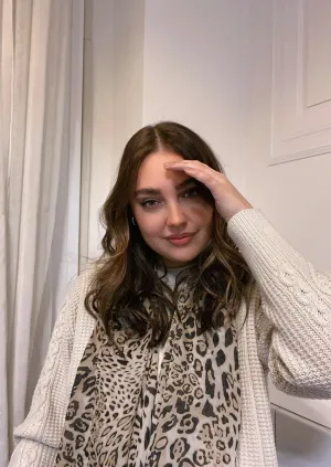Bella Leopard Scarf | Beige