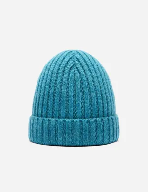 Bhode Rib Beanie Hat (Lambswool) - Barracuda Blue