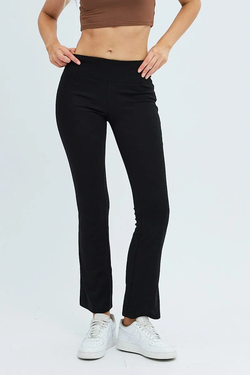 Black Flare Leg Pants High Rise Ponte