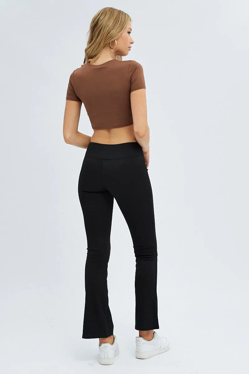 Black Flare Leg Pants High Rise Ponte