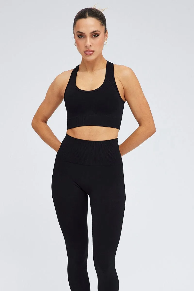 Black Seamless Tank Top And Legging