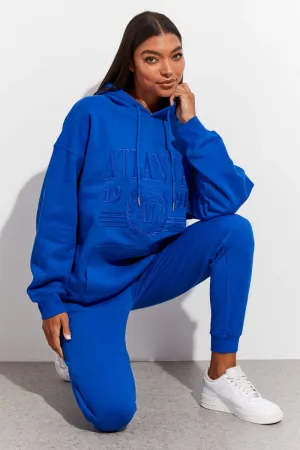 Blue Track Pants High Rise Jogger