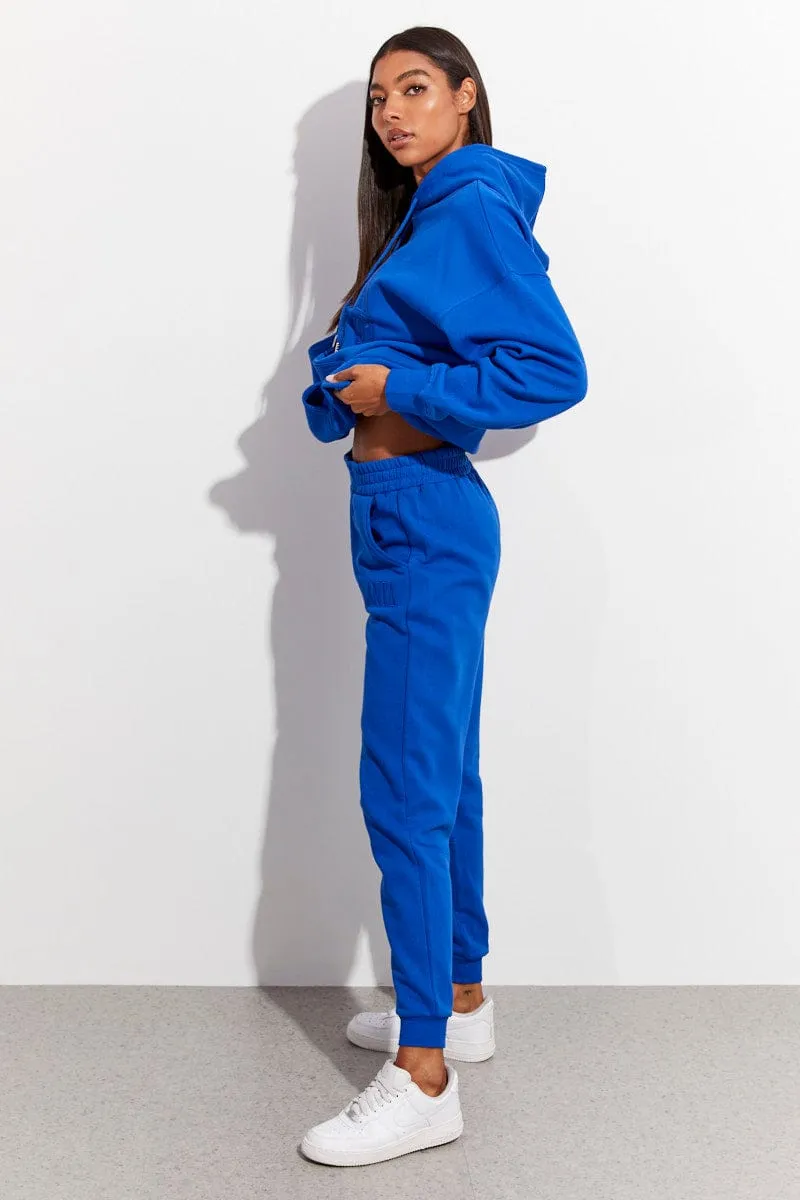 Blue Track Pants High Rise Jogger