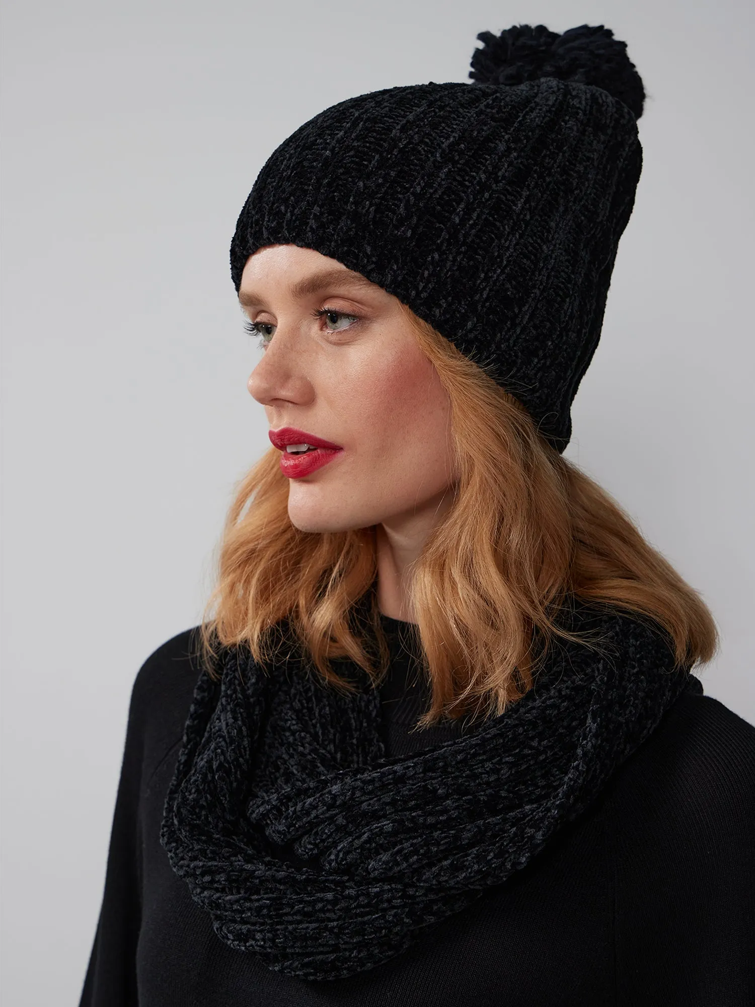 Chenille Infinity Scarf & Beanie Set
