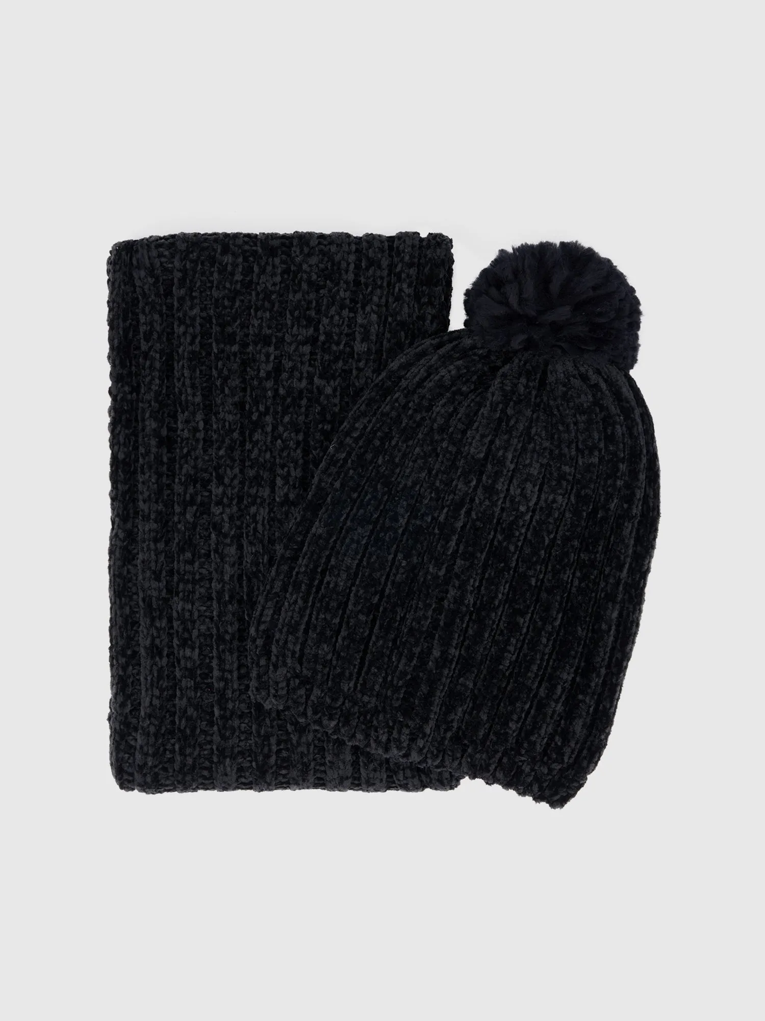 Chenille Infinity Scarf & Beanie Set
