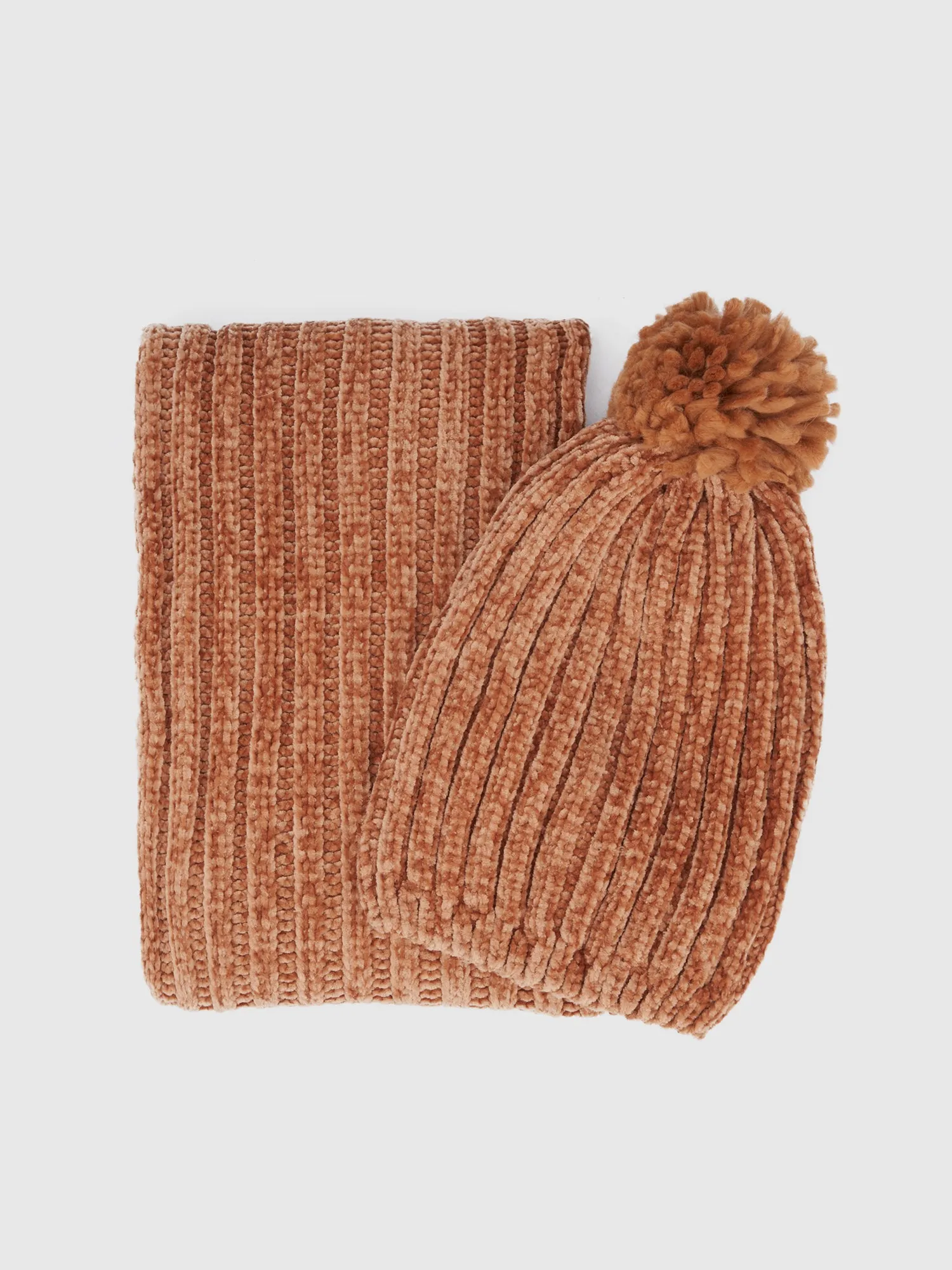 Chenille Infinity Scarf & Beanie Set