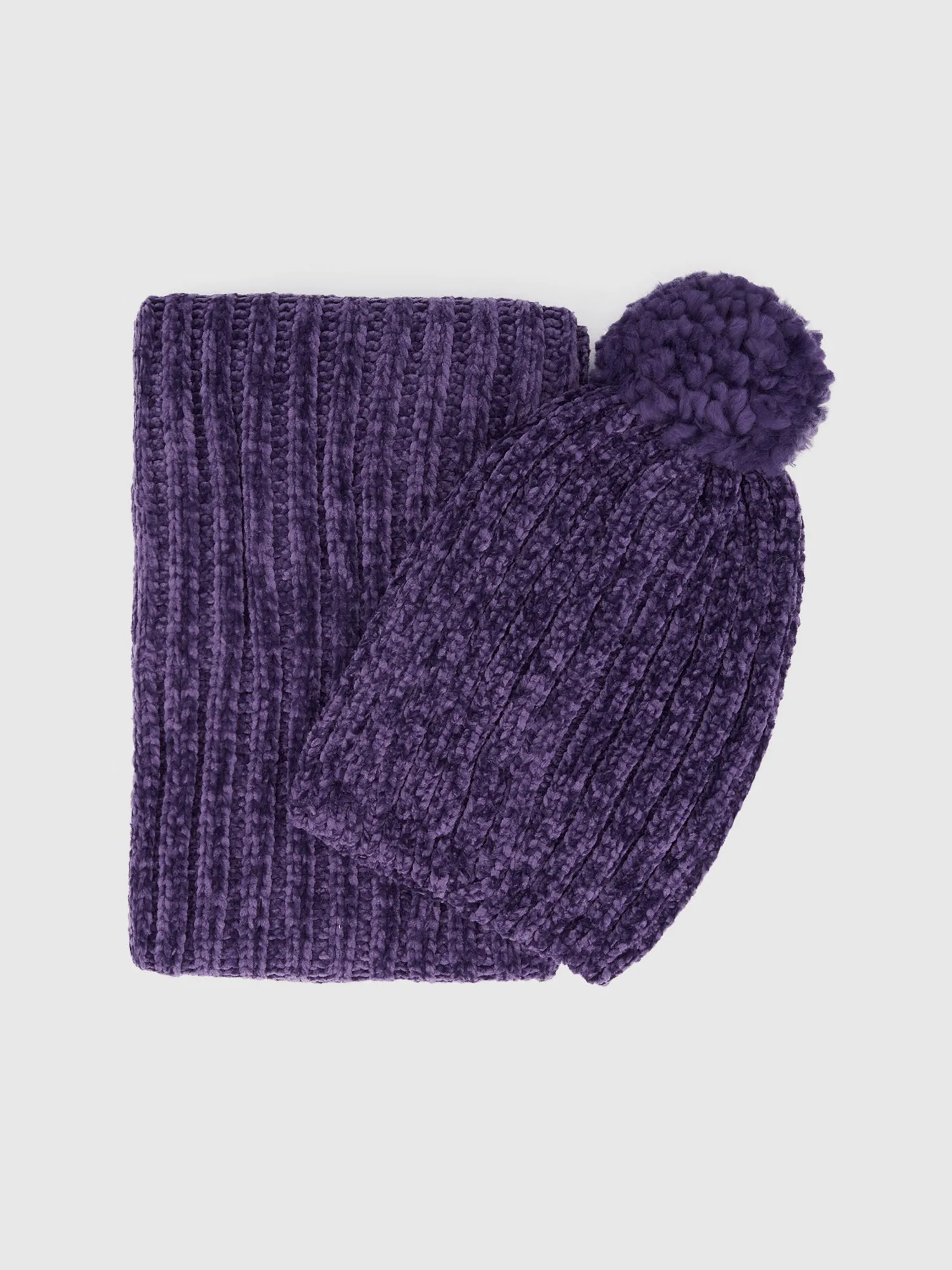 Chenille Infinity Scarf & Beanie Set