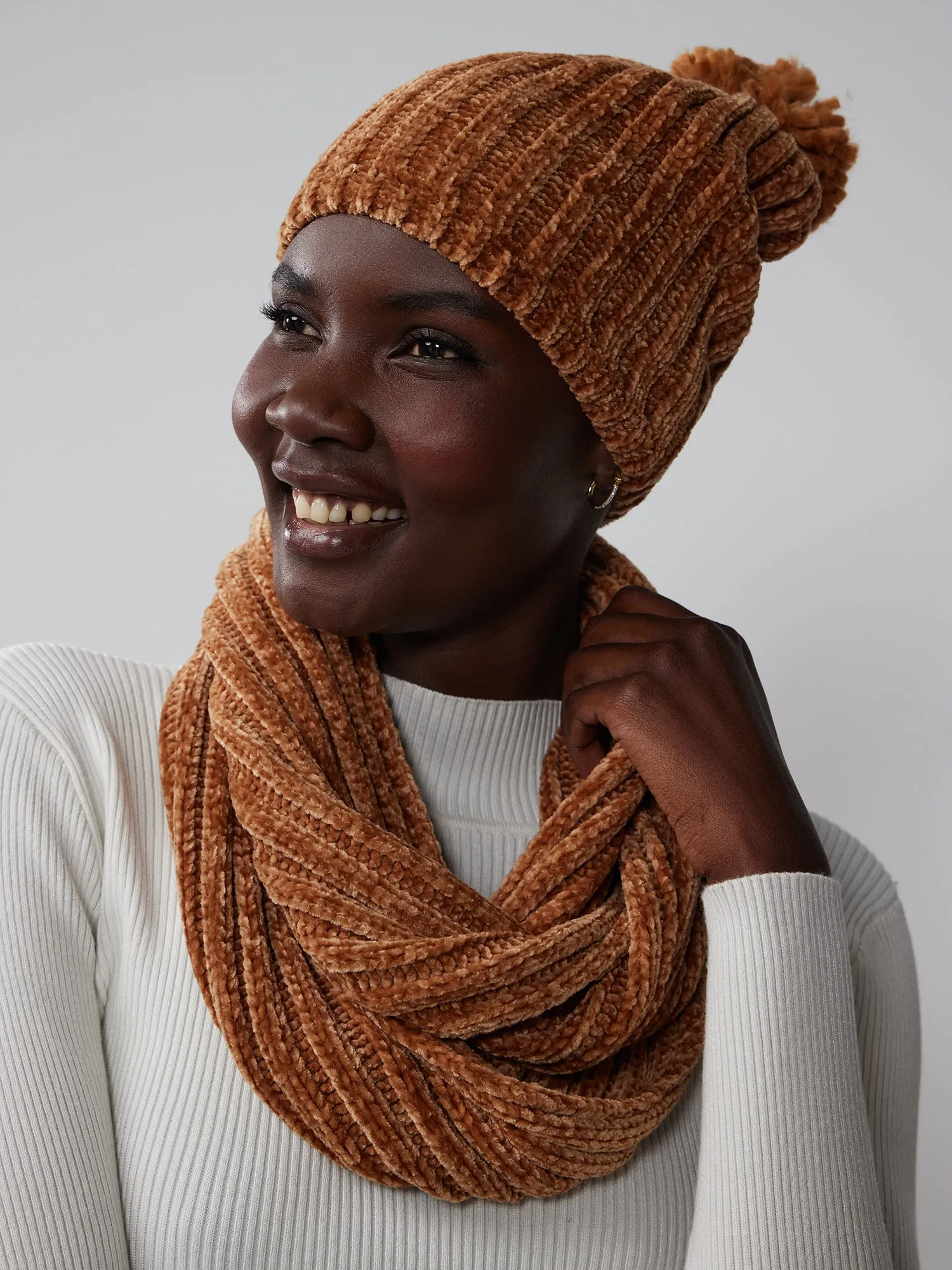 Chenille Infinity Scarf & Beanie Set