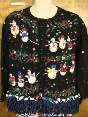 Clothesline Snowmen Ugly Christmas Sweater