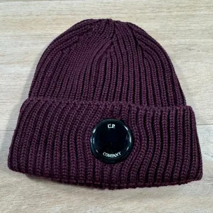 C.P. Company Extra Fine Merino Wool Lens Beanie in Potent Purple