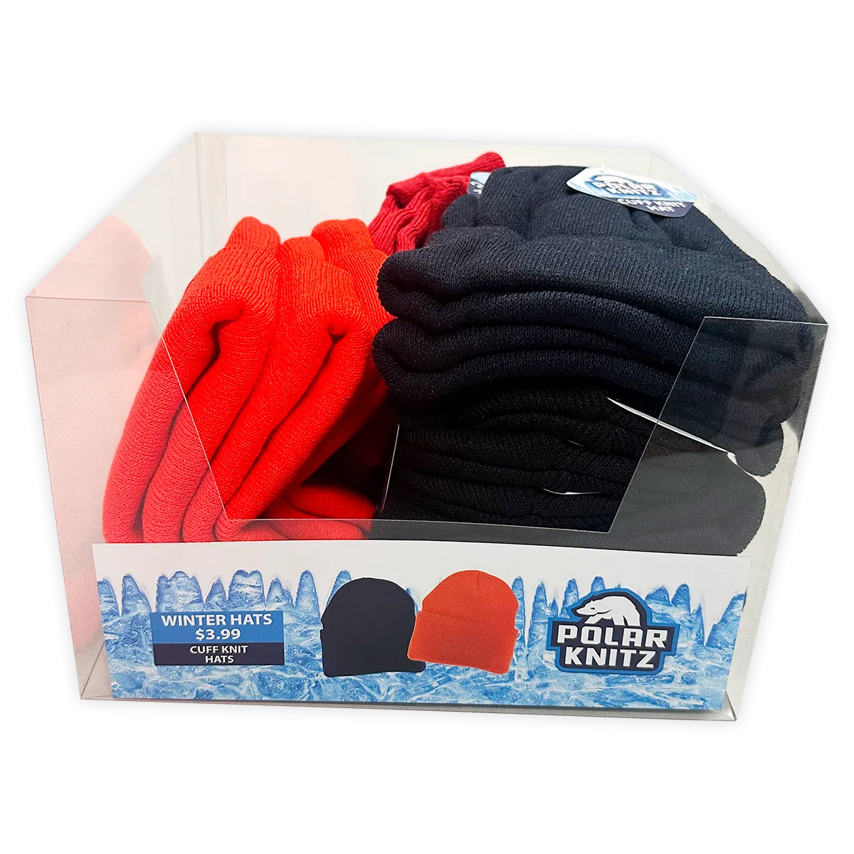 Cuffed Knit Hat Beanie in Assorted Colors - 18 Pieces Per Retail Ready Display 22693