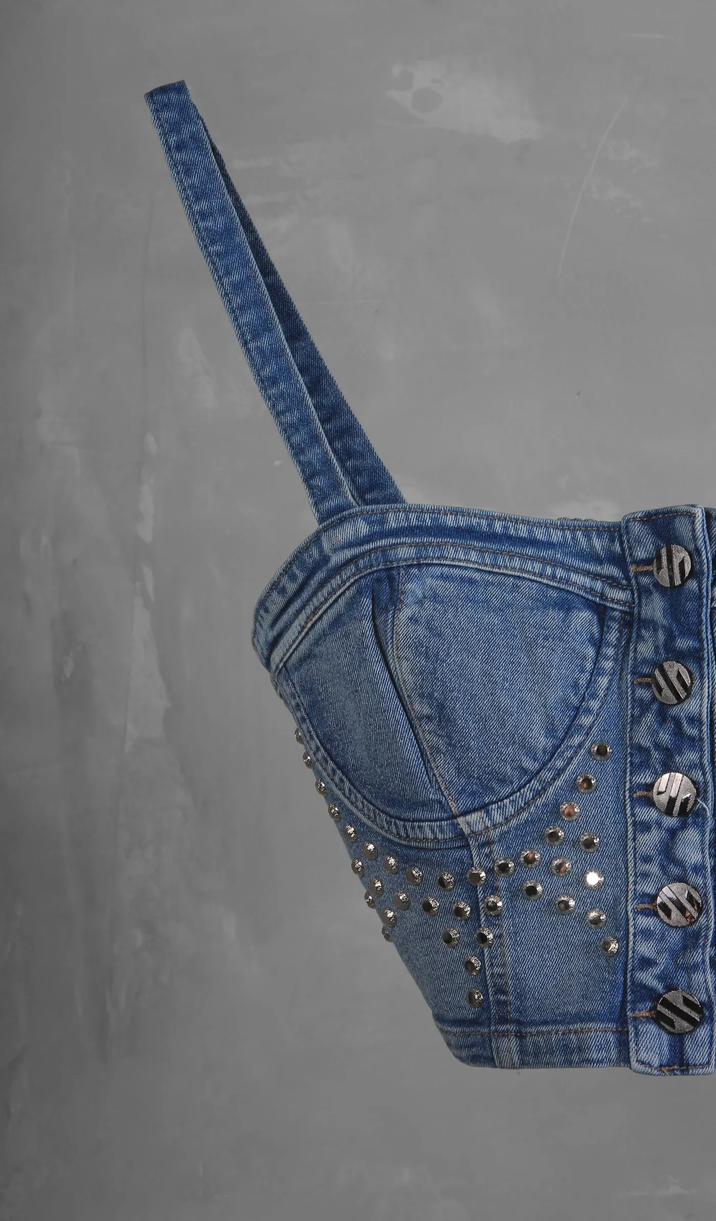 DENIM STUD CORSET