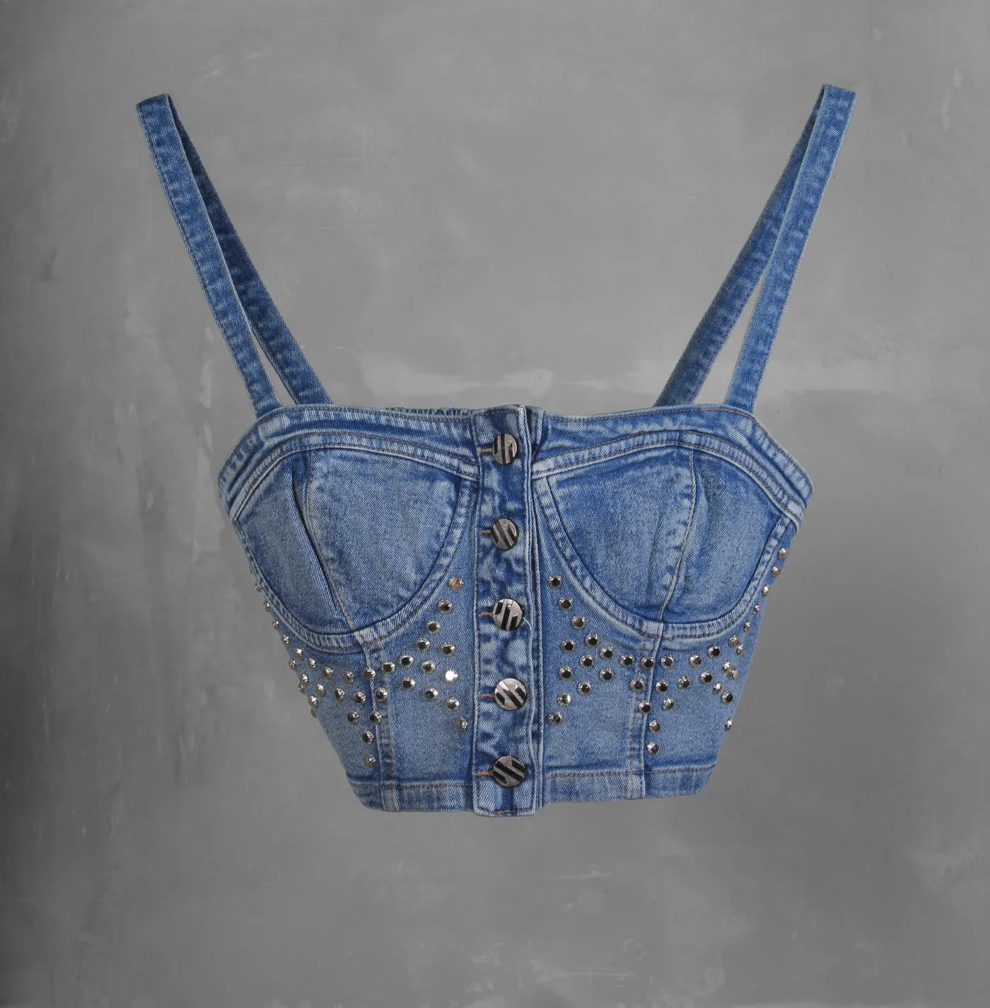 DENIM STUD CORSET