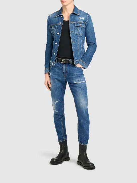 Dolce&amp;Gabbana   Distressed denim five pocket jeans 
