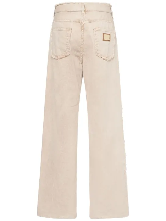 Dolce&amp;Gabbana   Wide cotton denim jeans w/logo plaque 