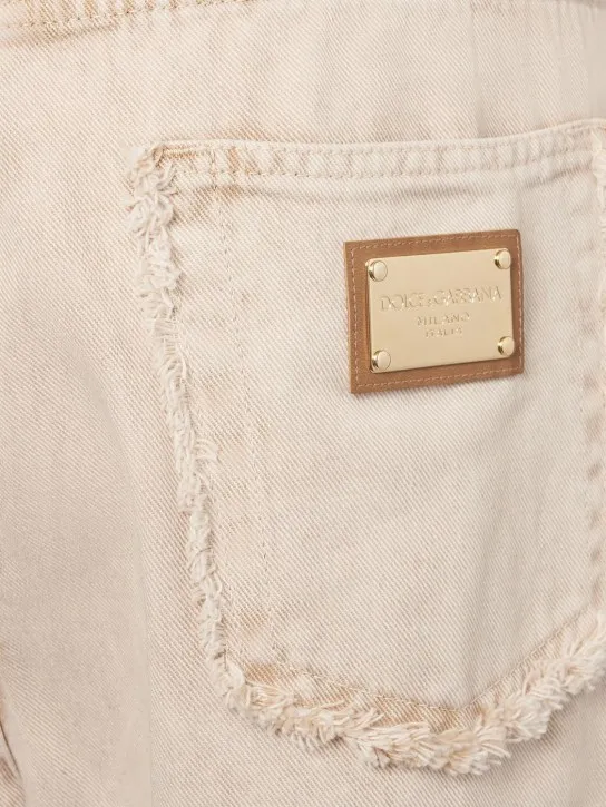 Dolce&amp;Gabbana   Wide cotton denim jeans w/logo plaque 