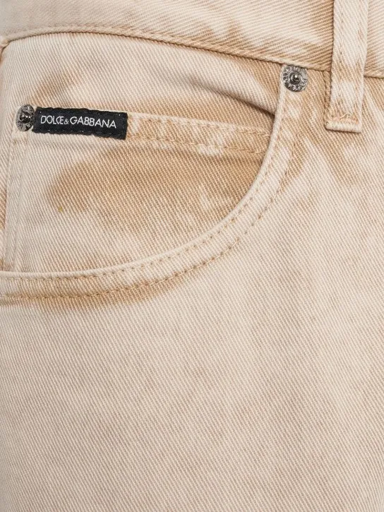 Dolce&amp;Gabbana   Wide cotton denim jeans w/logo plaque 