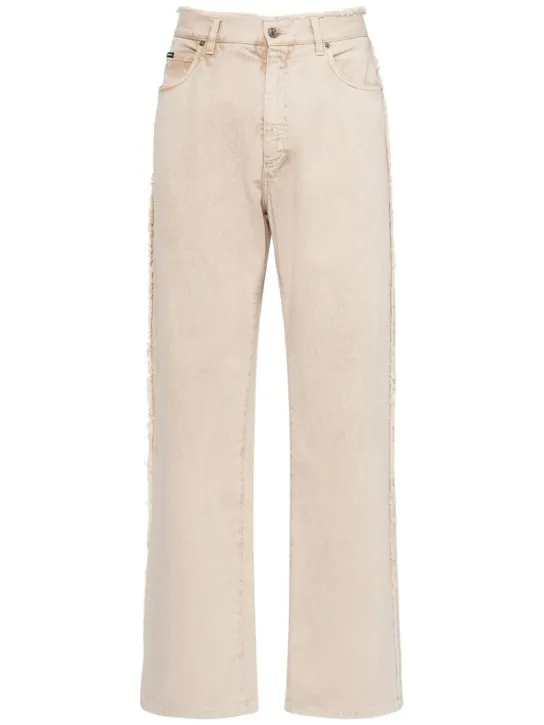 Dolce&amp;Gabbana   Wide cotton denim jeans w/logo plaque 
