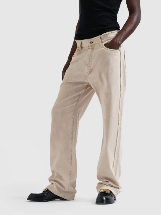 Dolce&amp;Gabbana   Wide cotton denim jeans w/logo plaque 