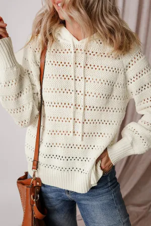 Drawstring Long Sleeve Hooded Knit Hoodie