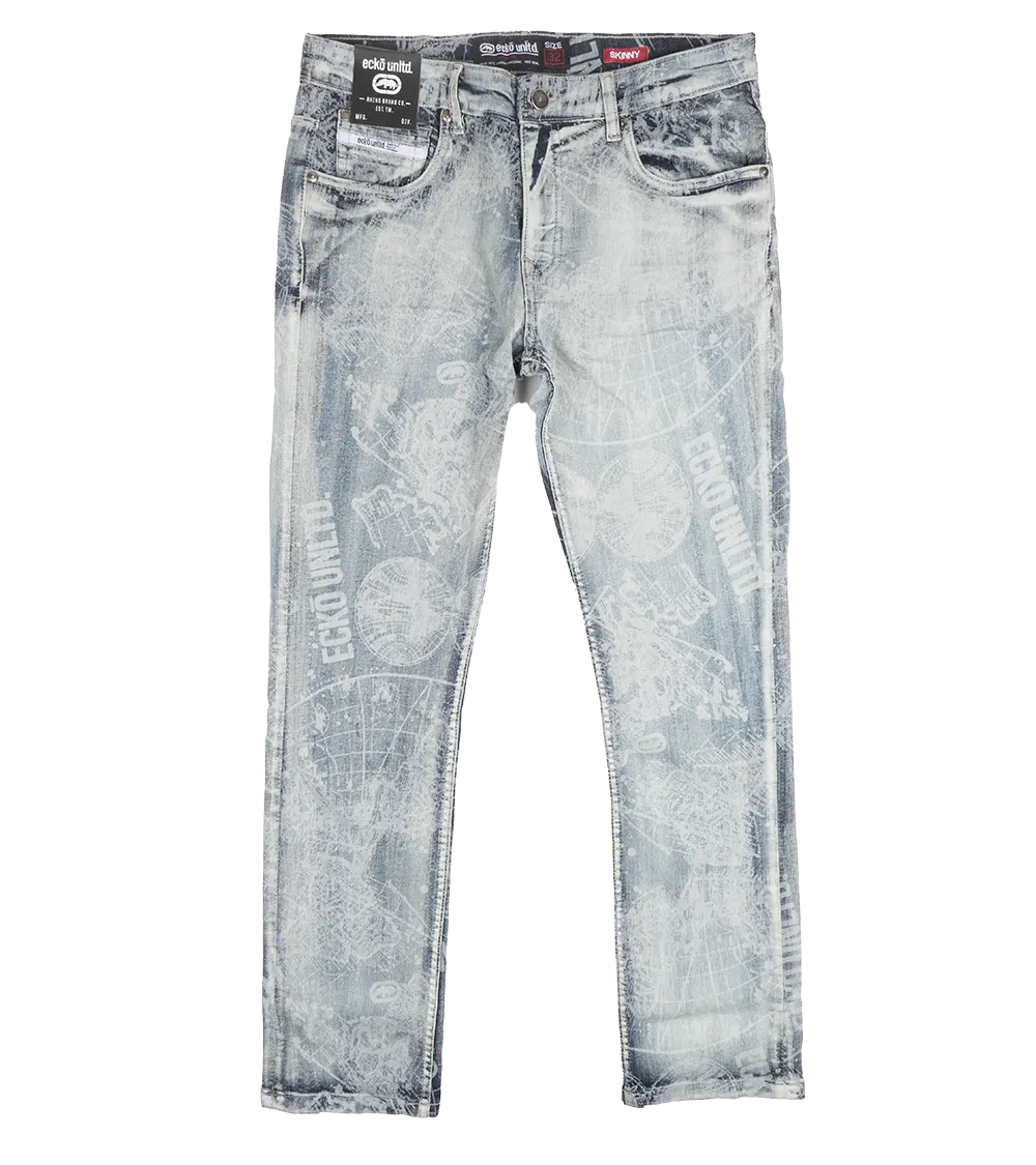 ECKO UNLTD SKINNY FIT DENIM JEANS CRYSTAL WASH - EO12J54