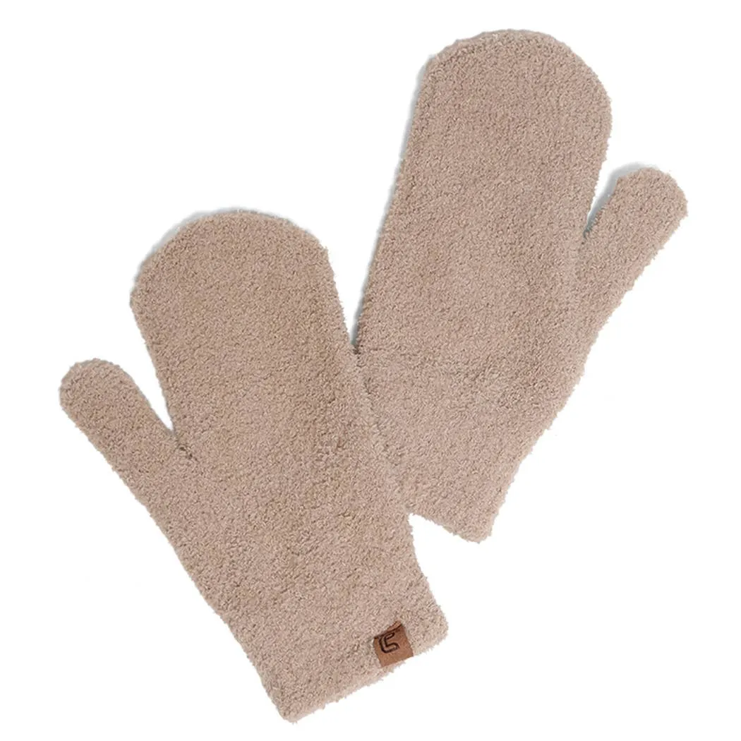 fashion city Winter Solid Color Soft Flush Mittens