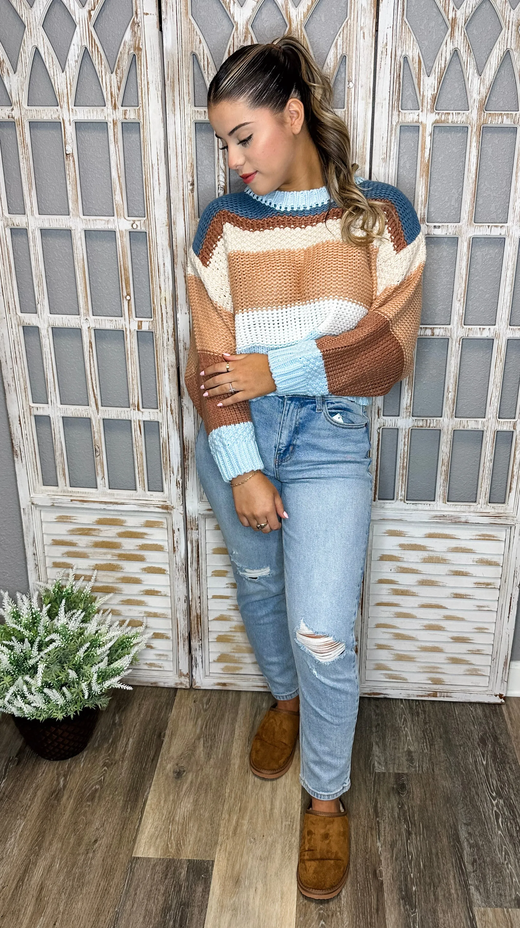 Feelin' Fall Vibes Colorstripe Sweater Simply Southern