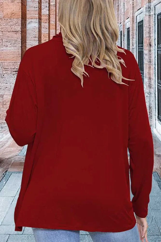 Frilly Ruched High-Neck Top
