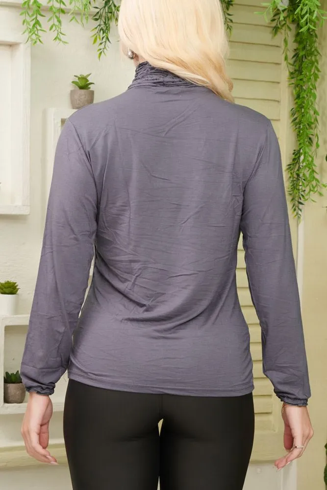 Frilly Ruched High-Neck Top