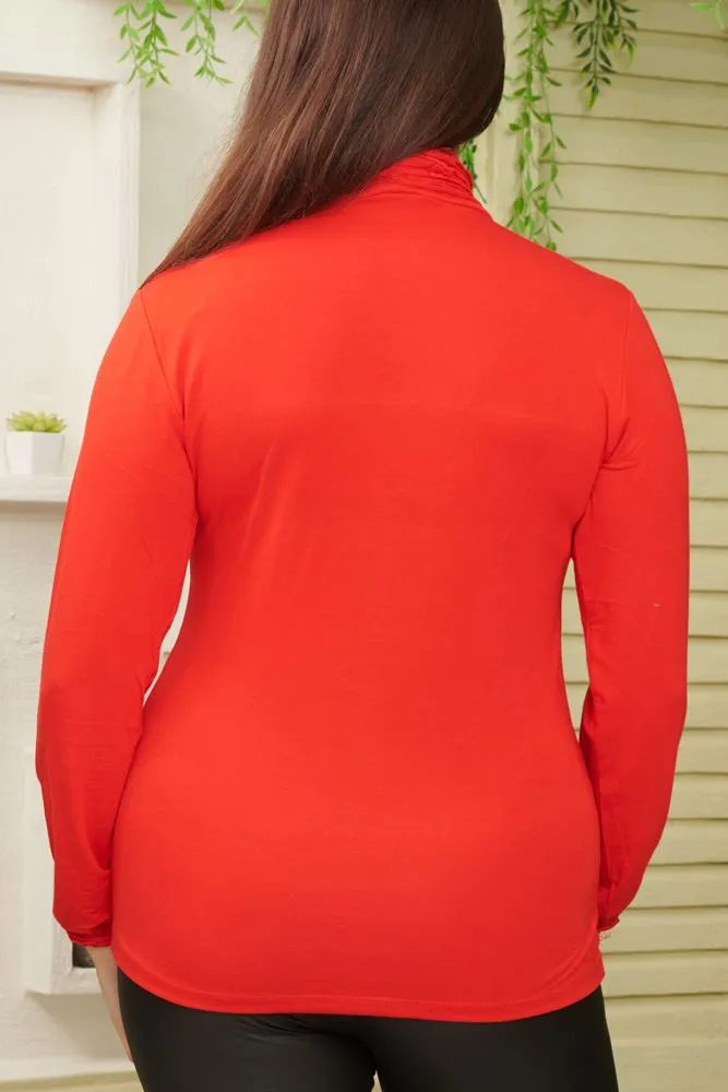 Frilly Ruched High-Neck Top