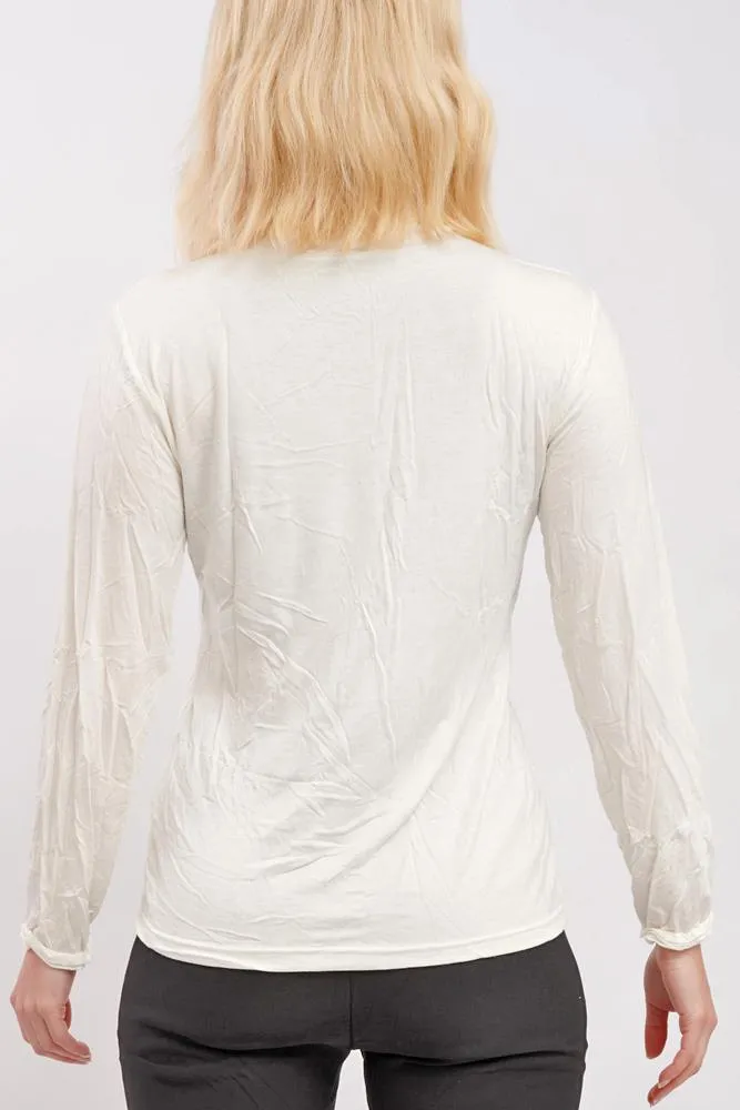 Frilly Ruched High-Neck Top