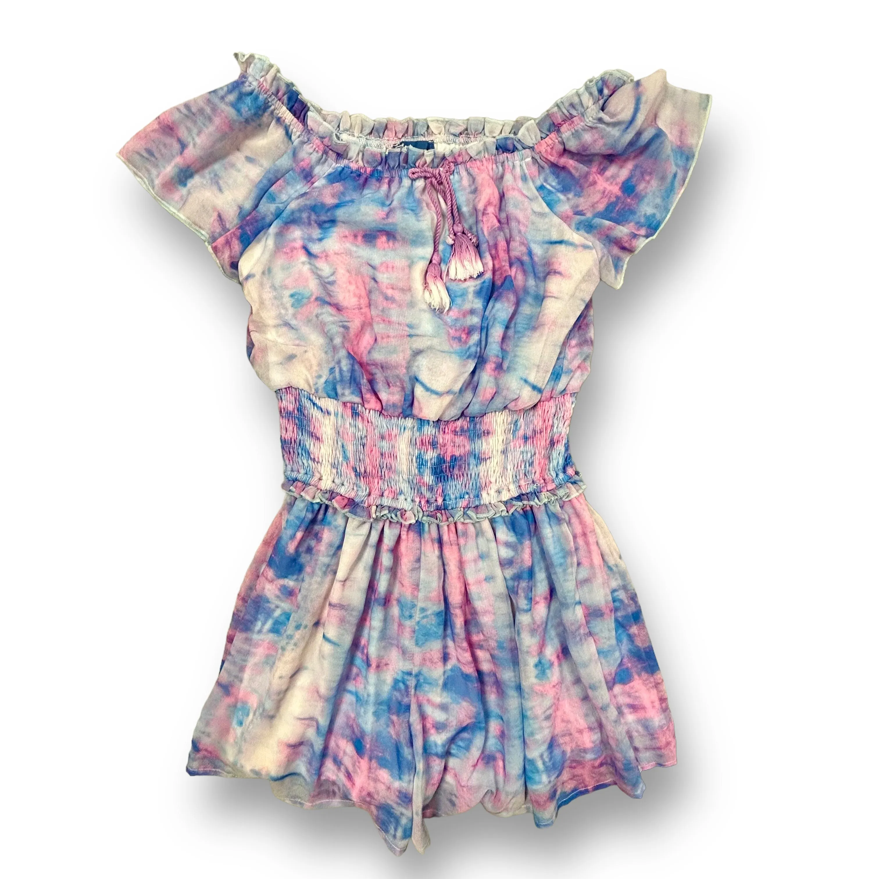Girls Truly Me Size 12 Pink & Blue Tie Dye Polyester Romper