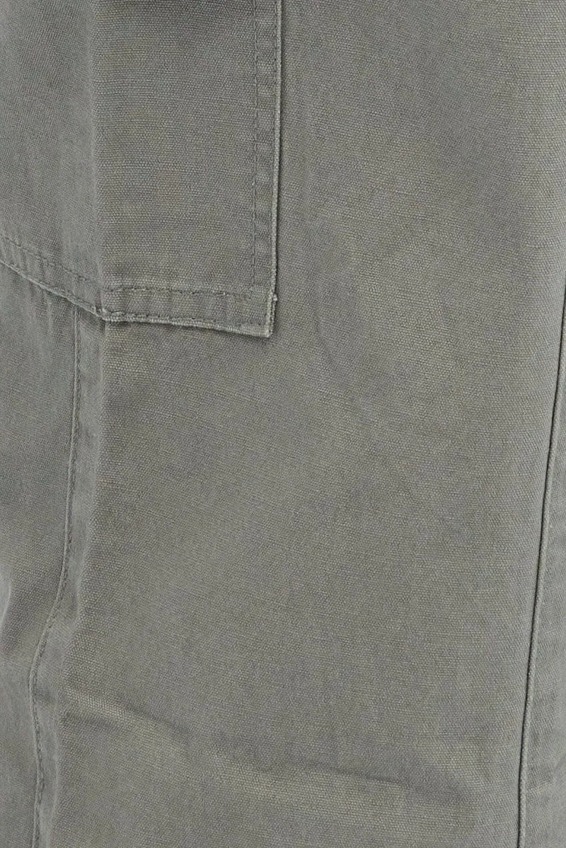 Grey Cargo Pants Mid Rise