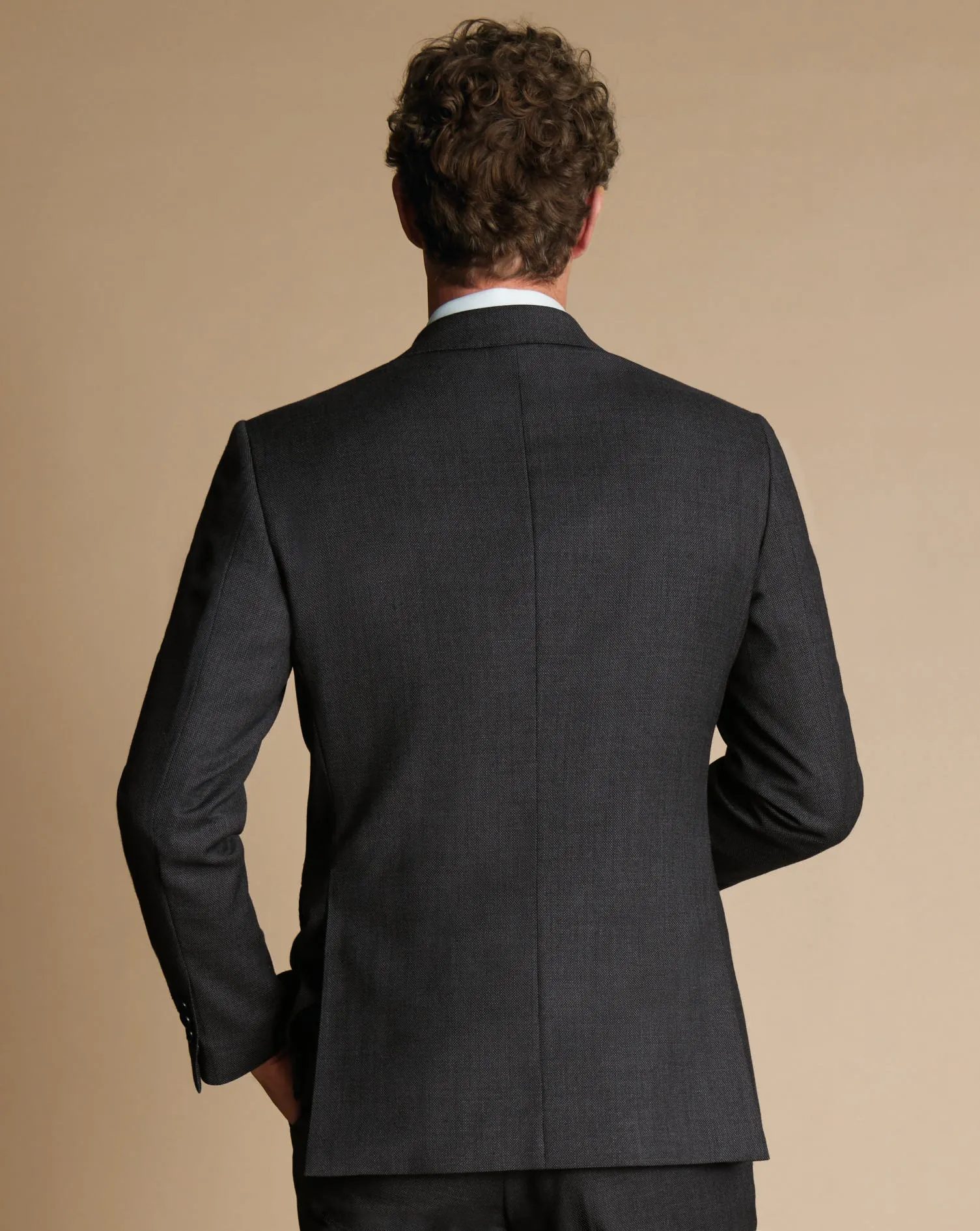 GREY SLIM FIT NATURAL STRETCH BIRDSEYE BLAZER