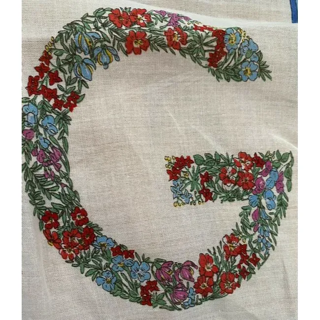 Gucci Colorful G Logo Floral Print Xl Cotton Scarf